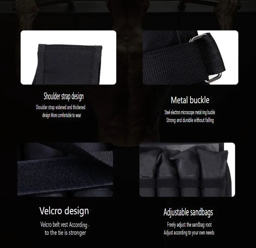 Chaleco Lastrado Ajustable 20kg Carga Negro