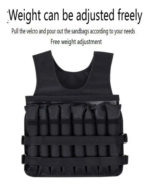 Chaleco Lastrado Ajustable 20kg Carga Negro