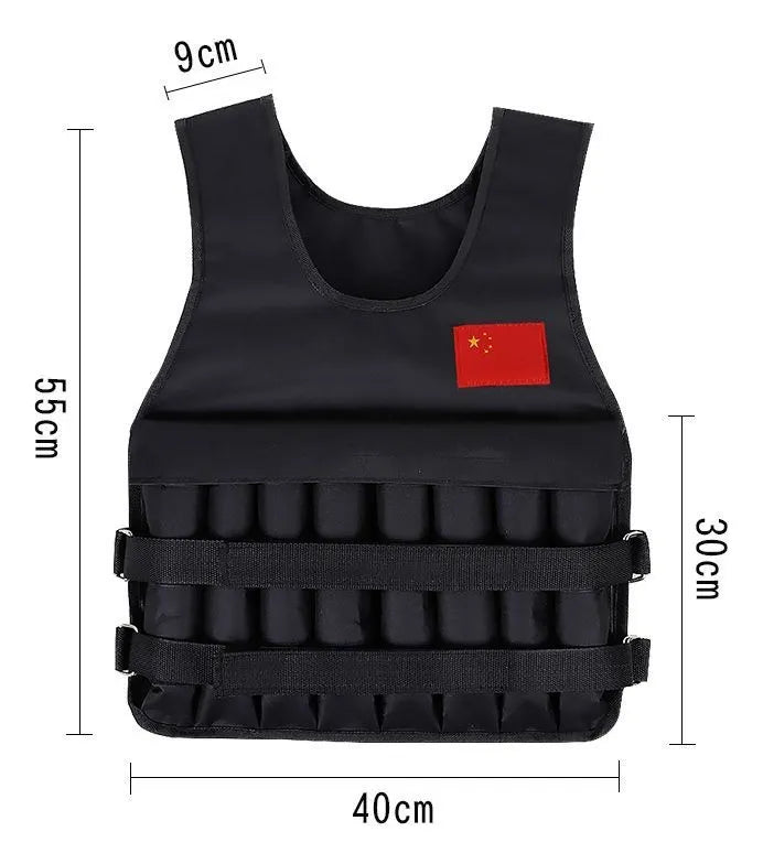 Chaleco Lastrado Ajustable 20kg Carga Negro